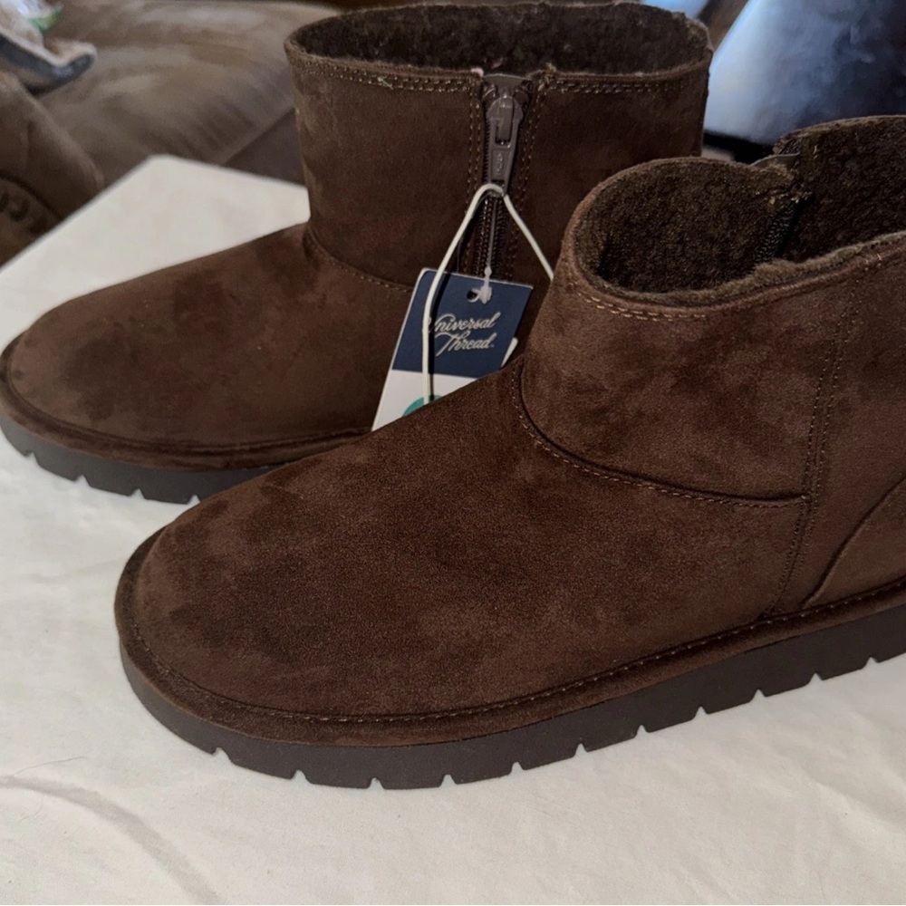 Universal Thread Chocolate Suede Ankle Booties